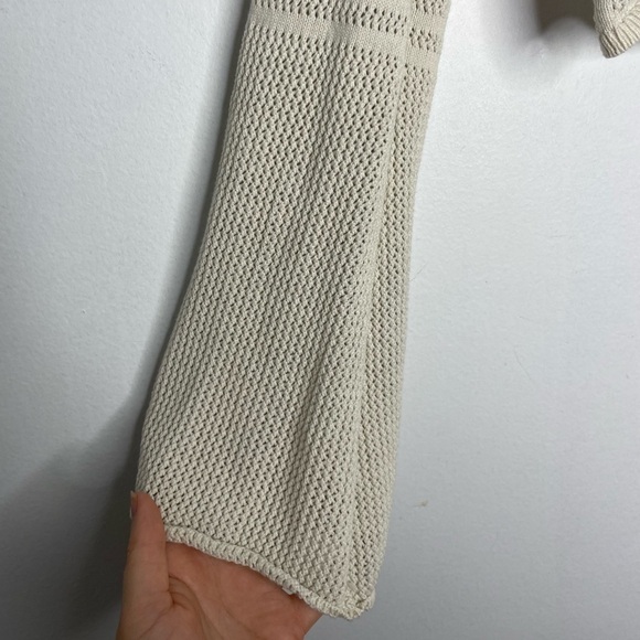 Simons Drawstring pointelle knit bolero top in cream - Picture 5 of 7